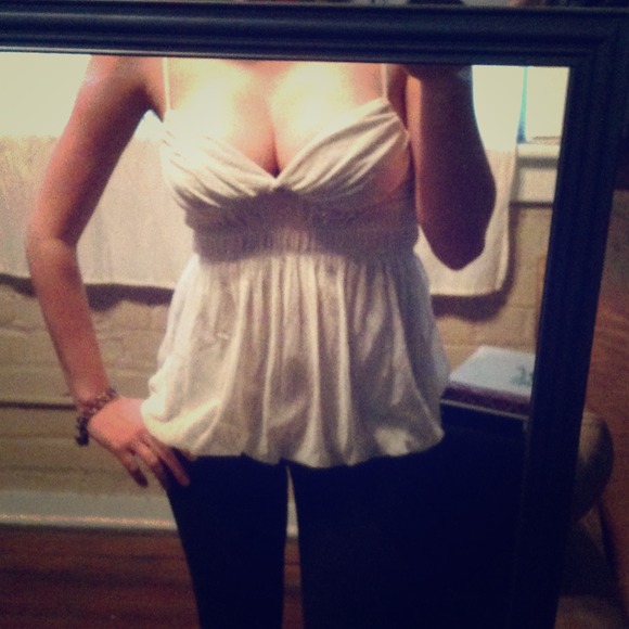 Cream lacey Aqua top