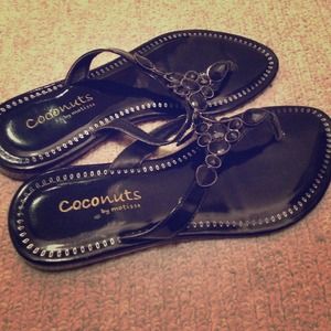 Black jeweled sandals