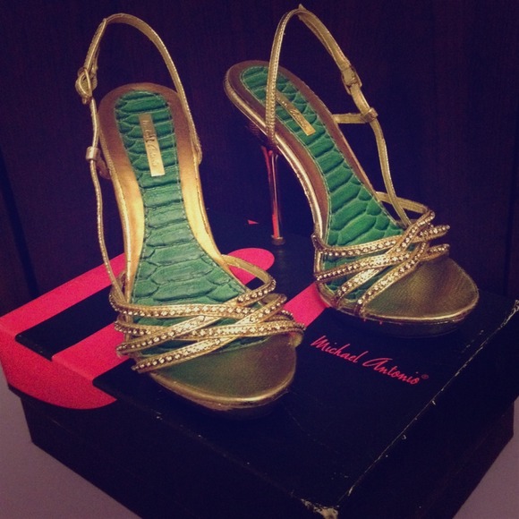 Michael Antonio Shoes - MICHAEL ANTONIO GOLD HEELS