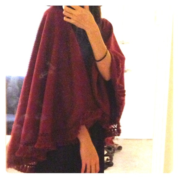 Red vintage poncho