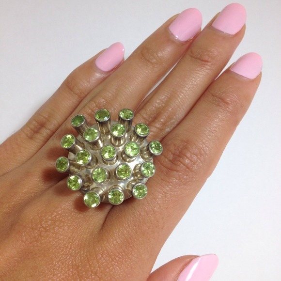 Genuine Peridot Silver Ring