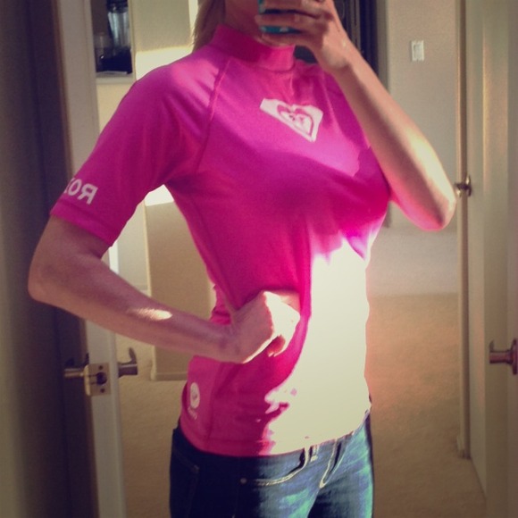 roxy rash guard top in pink