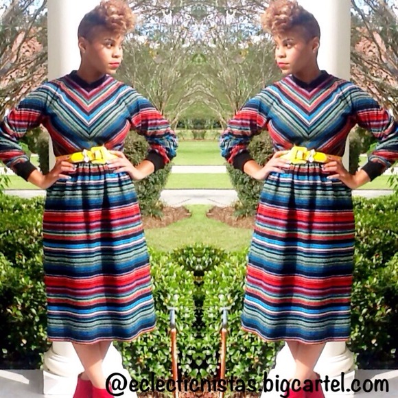 ❌SOLD❌🌟🌟NEW🌟🌟Vintage Chevron Sweater Dress - Picture 2 of 3