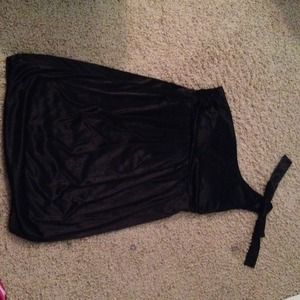 Silky one strap black dress
