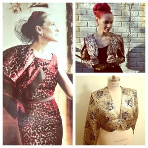 Vintage brocade metallic bolero