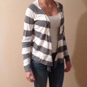 Gray and white stripped cardigan