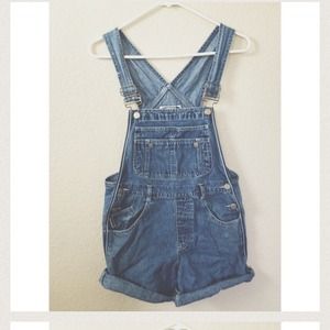 Medium wash denim overalls