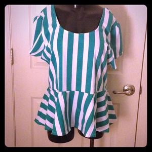 Teal/ White Peplum