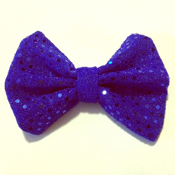 Royal blue sequin bow