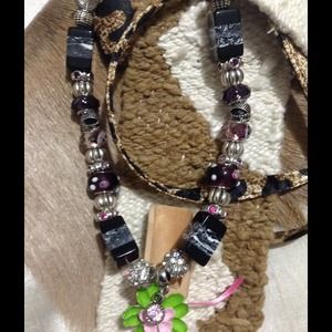 Necklace with pink and purple, beauty.