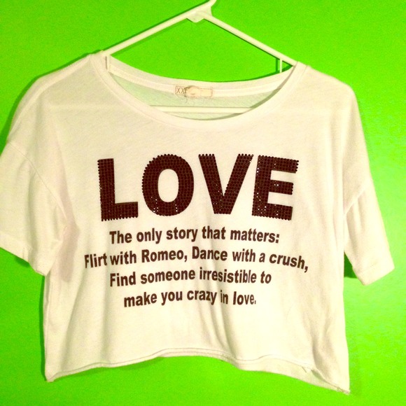 White and black sequin love crop top