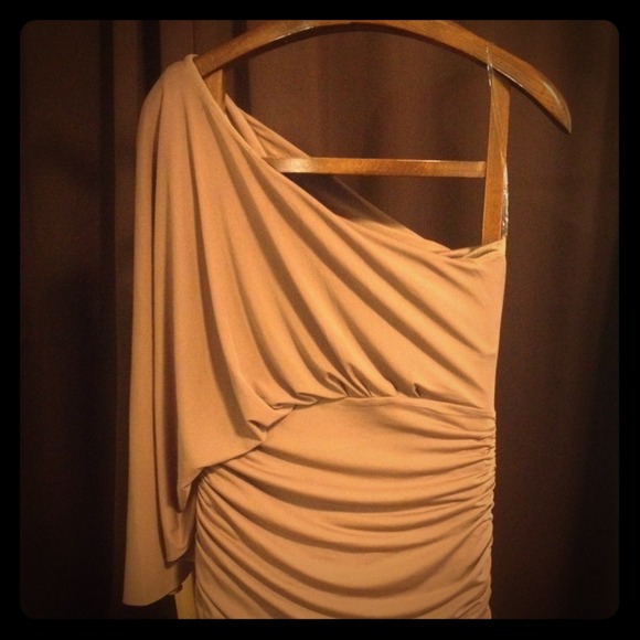 Taupe sexy off the shoulder dress