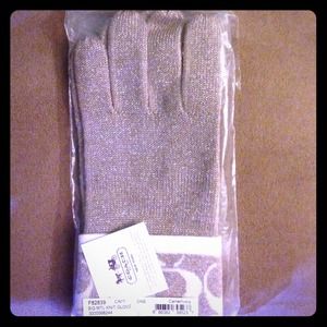 Coach wool knit blend gloves, caramel/ivory, NWT