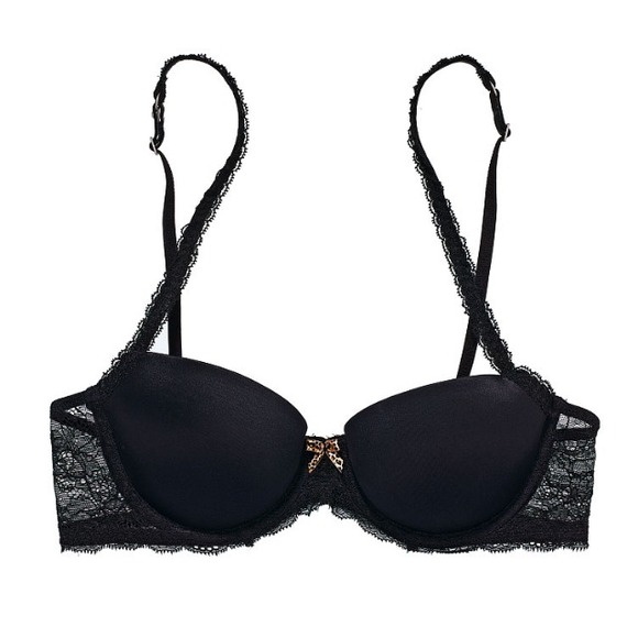 NEW! VS PINK flirt push up black bra