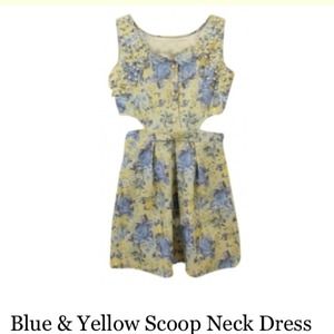 Blue & Yellow Scoop Neck Dress.