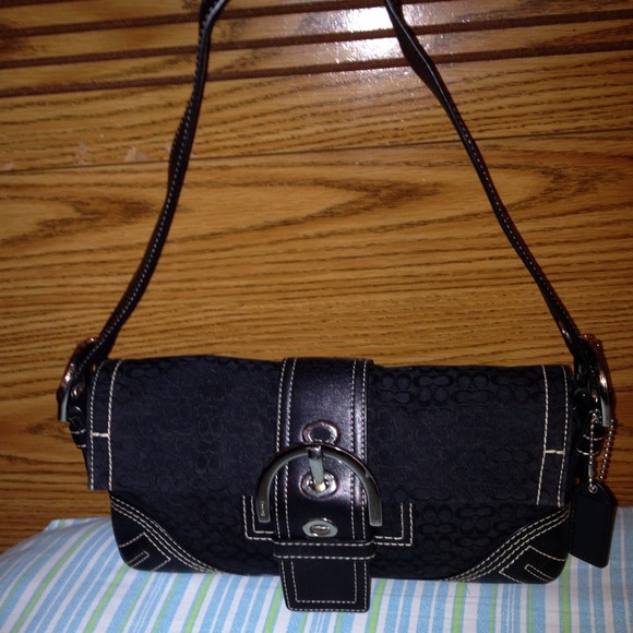 Small Black Mini Signature Coach Handbag - Picture 1 of 4