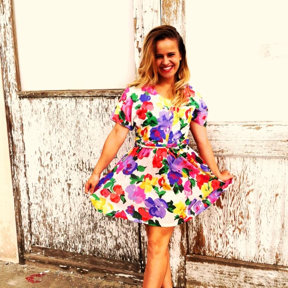 Vintage Floral Caron Eighties Dress