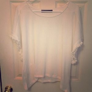 White knit poncho style top