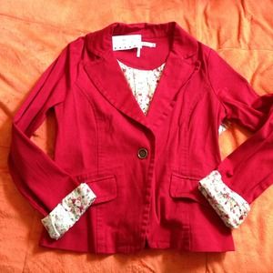 NEVER WORN Red Floral  Blazer