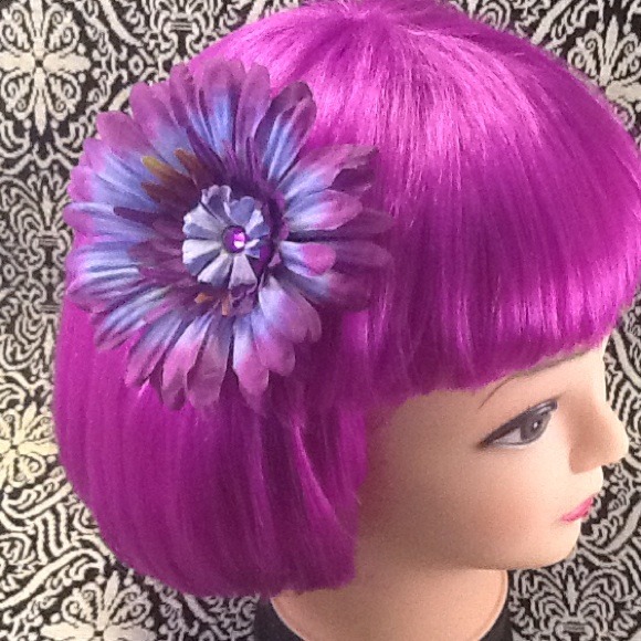 Purple hair flair flower.