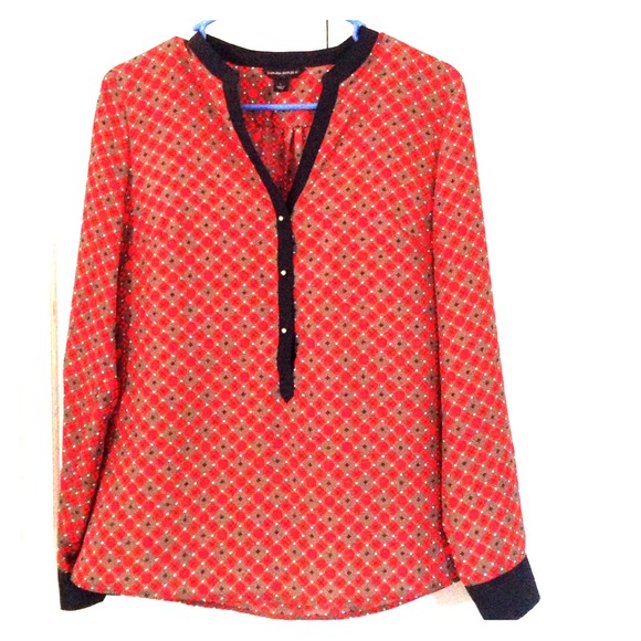 Orange, navy blue and white banana republic top