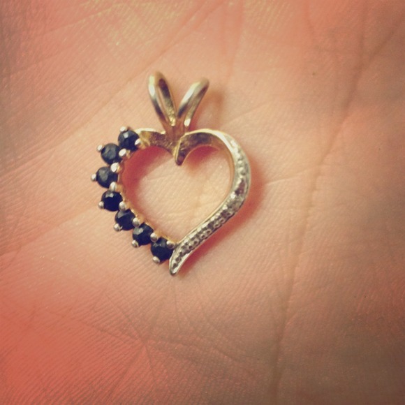Diamond/ sapphire, heart pendant.