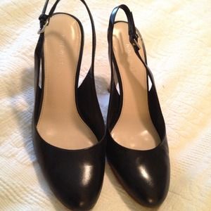 Black and Tan Leather Slingback Pumps