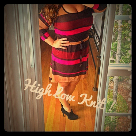 Dresses & Skirts - NWOT🎉High low knit dress AND faux leather jacket