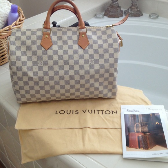 Authentic Louis Vuitton 35 Speedy Damier Azur