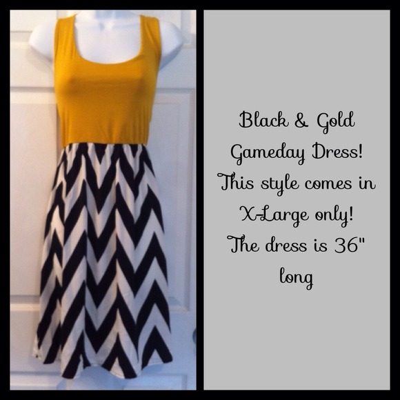 Black & Gold Short Chevron Dress