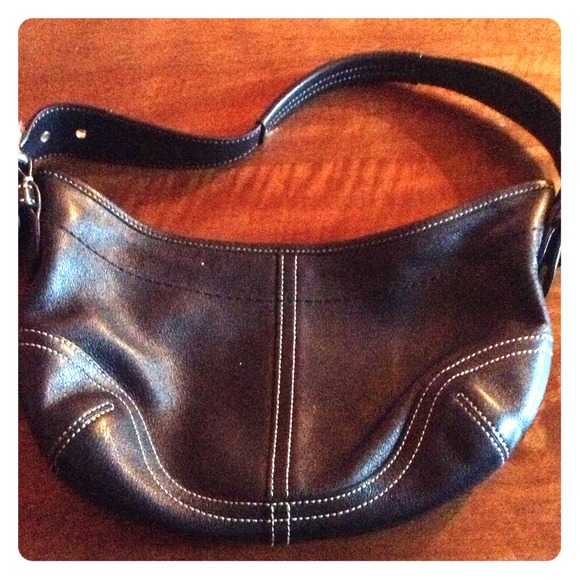 Coach black leather handbag