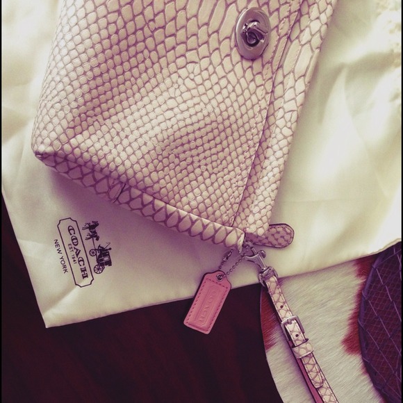 COACH Pink Python Clutch PURSE BAG PURSE WRISTLET