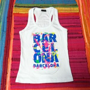 A white Barcelona tank top