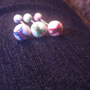 3 butterfly belly rings