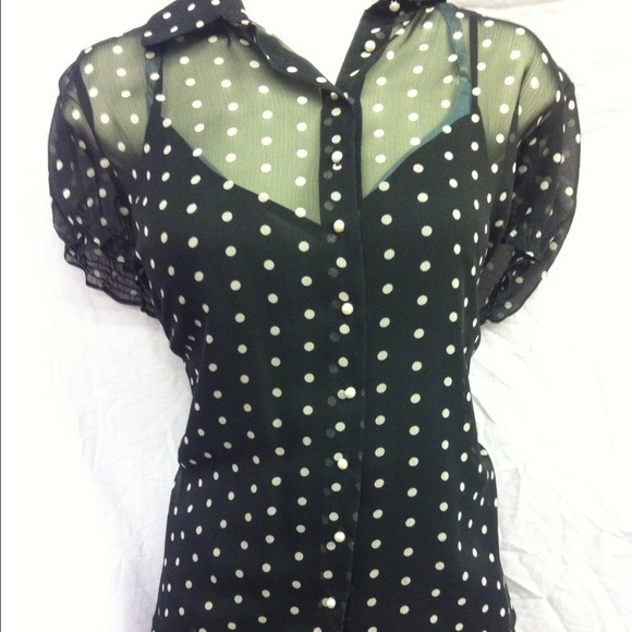 New with tags sheer pika dot blouse and skirt