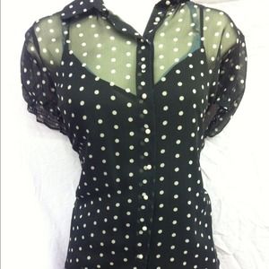 New with tags sheer pika dot blouse and skirt