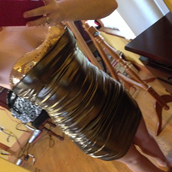 Gold sparkly tube too club dress