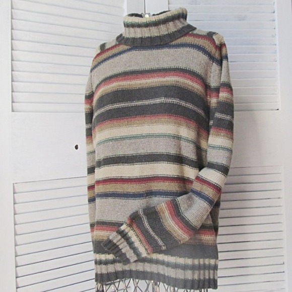 J. Crew 100% lambswool striped sweater fall colors