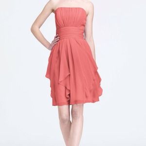 Coral color knee length brides maids dress