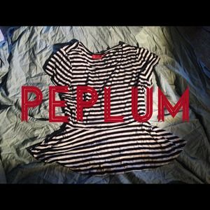 ELLE Striped Peplum Top