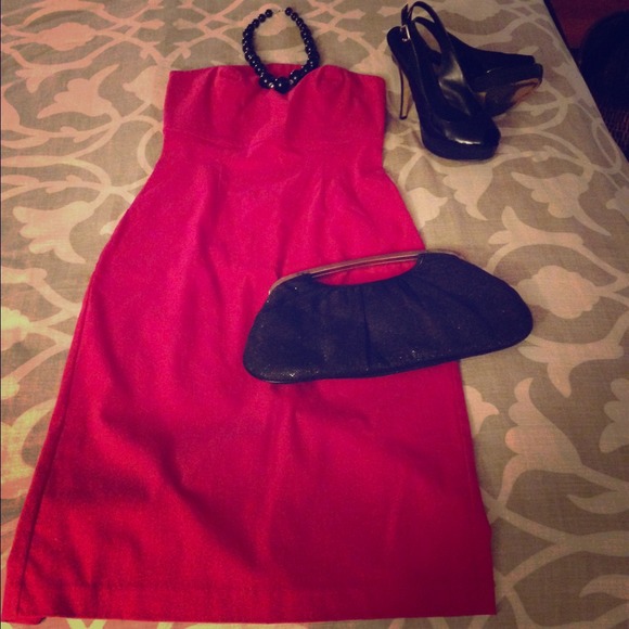 Strapless Express Raspberry Cocktail Dress sz 1/2