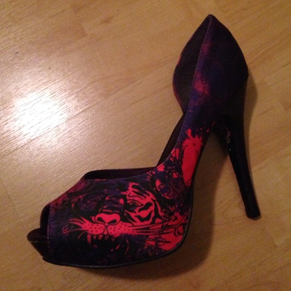 NWOT Ed Hardy 5in peep toe platform - Picture 2 of 4