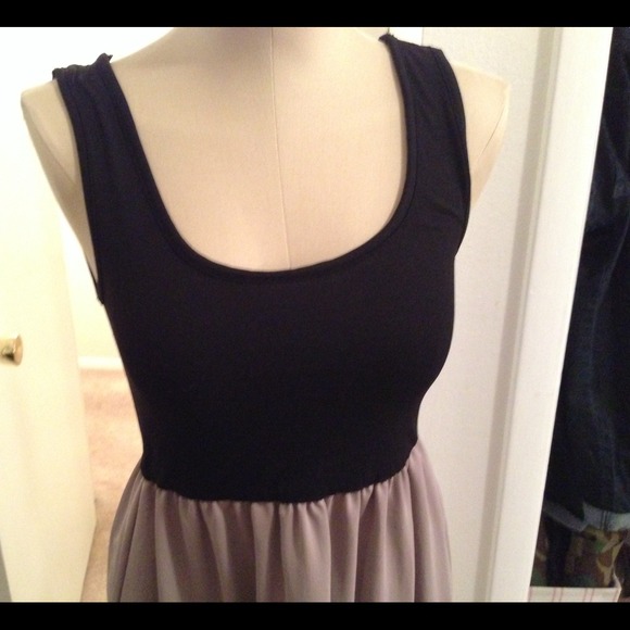 Sweet Black and Taupe Dress - Picture 2 of 4