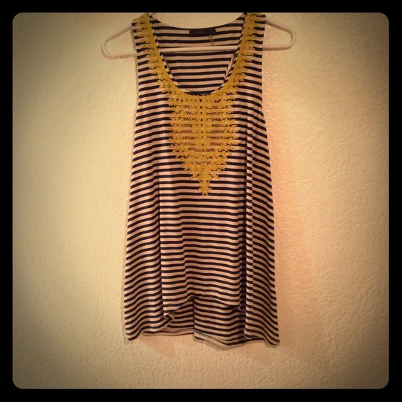 SOLD IN BUNDLE/Navy Striped Hi Low Tunic Tank