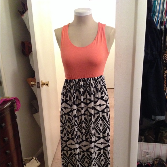 Coral Topped Ikat Dress - Picture 1 of 4