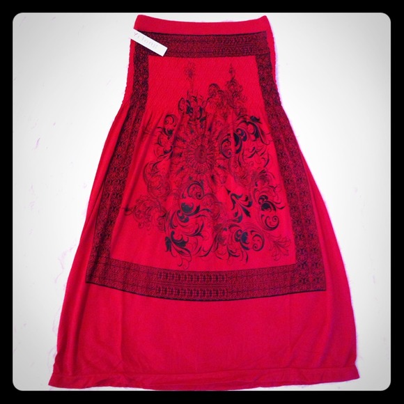 DEEP RED BANDEAU DRESS