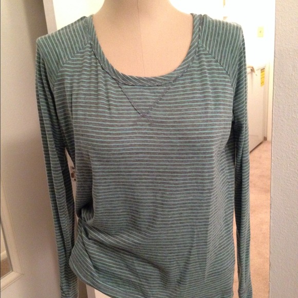 REDUCED PRICE: Gray and Mint Striped Top - Picture 1 of 3