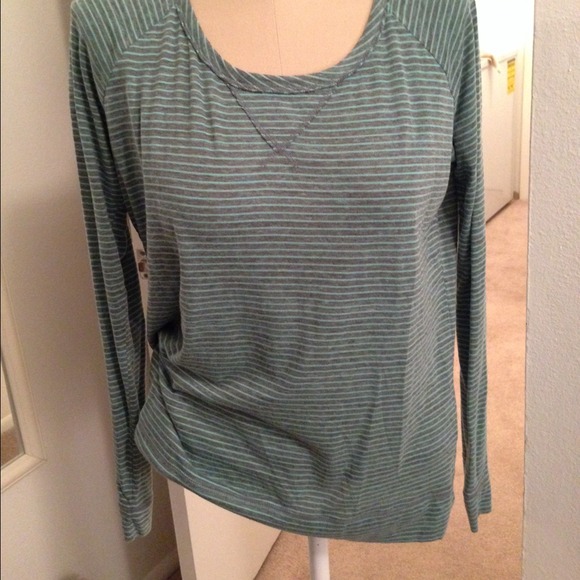 REDUCED PRICE: Gray and Mint Striped Top - Picture 3 of 3