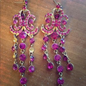 Magenta and gold earrings