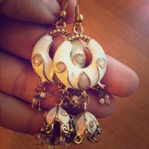 White fishhook earrings